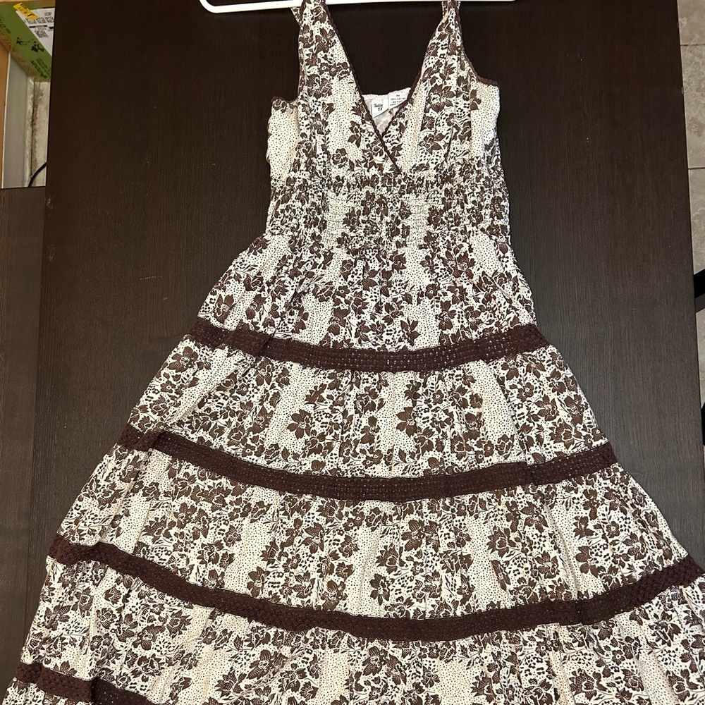Brown & White Sundress
